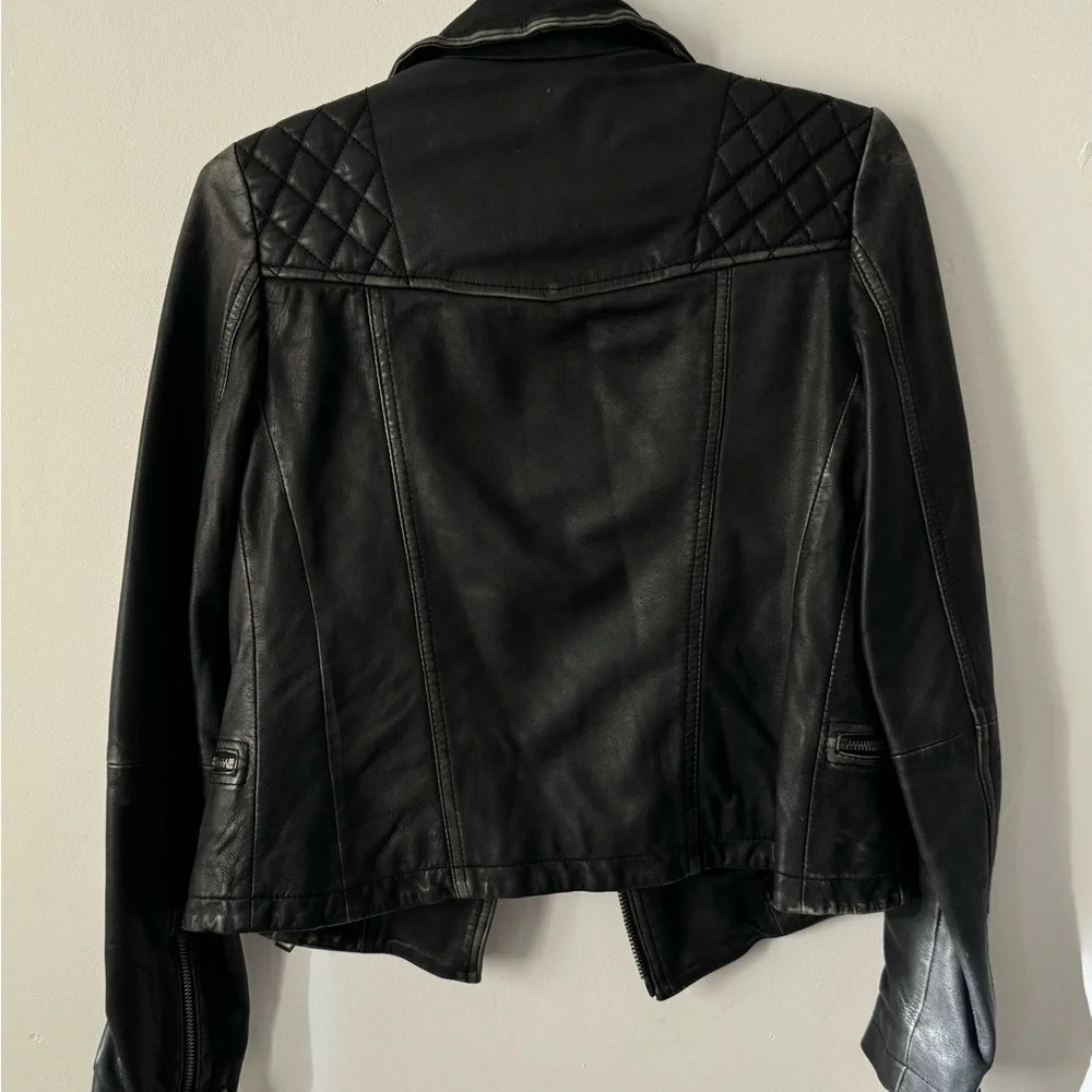 All Saints Black Leather Jacket - Picture 3 of 5